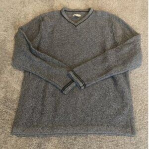 Carbon2Cobalt Men L V Neck Sweater Pullover Long Sleeve Gray Knit Heavy Thick